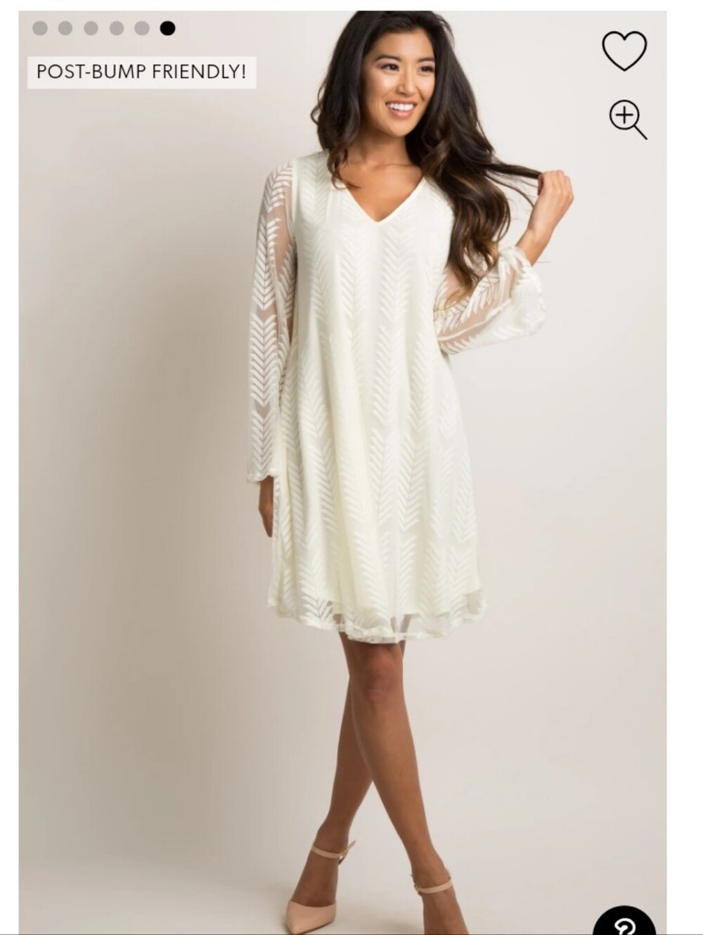 PinkBlush Ivory Chevron Mesh Overlay (Maternity) Dress